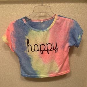Tie-dye cropped happy shirt